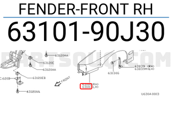 Nissan 6310190J30 FENDER-FRONT RH