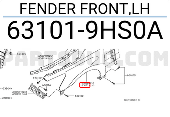 Nissan 631019HS0A FENDER FRONT,LH