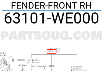 Nissan 63101WE000 FENDER-FRONT RH