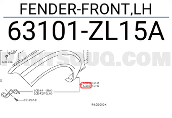 Nissan 63101ZL15A FENDER-FRONT,LH
