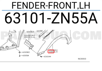 Nissan 63101ZN55A FENDER-FRONT,LH