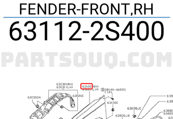 Nissan 631122S400 FENDER-FRONT,RH