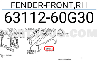 Nissan 6311260G30 FENDER-FRONT,RH