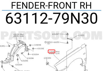 Nissan 6311279N30 FENDER-FRONT RH