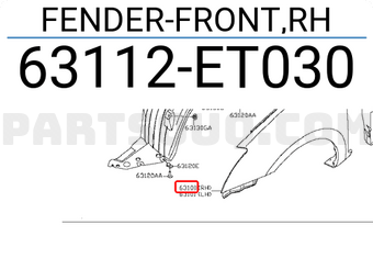 Nissan 63112ET030 FENDER-FRONT,RH
