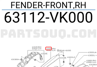Nissan 63112VK000 FENDER-FRONT,RH