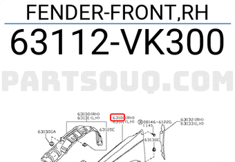 Nissan 63112VK300 FENDER-FRONT,RH