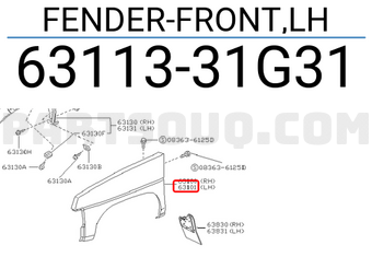 Nissan 6311331G31 FENDER-FRONT,LH