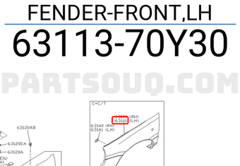 Nissan 6311370Y30 FENDER-FRONT,LH