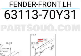 Nissan 6311370Y31 FENDER-FRONT,LH