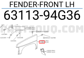 Nissan 6311394G36 FENDER-FRONT LH
