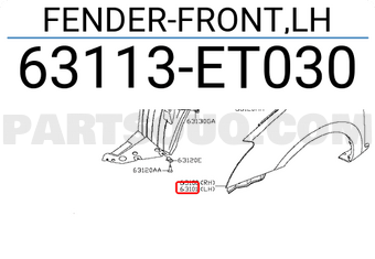 Nissan 63113ET030 FENDER-FRONT,LH