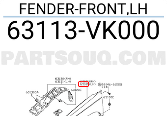 Nissan 63113VK000 FENDER-FRONT,LH