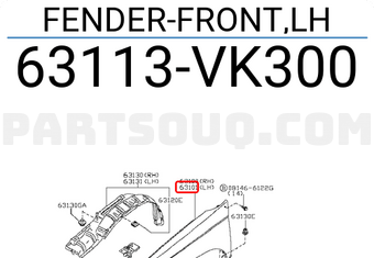 Nissan 63113VK300 FENDER-FRONT,LH
