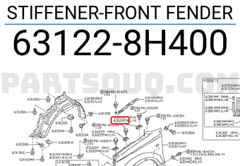 Nissan 631228H400 STIFFENER-FRONT FENDER