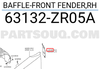 Nissan 63132ZR05A BAFFLE-FRONT FENDER,RH