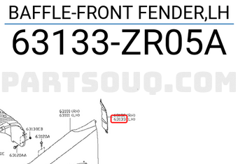 Nissan 63133ZR05A BAFFLE-FRONT FENDER,LH