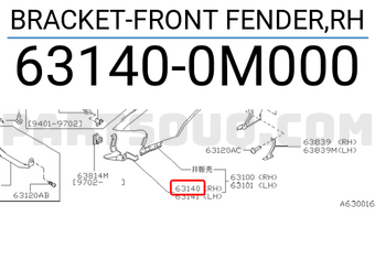 Nissan 631400M000 BRACKET-FRONT FENDER,RH