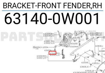 Nissan 631400W001 BRACKET-FRONT FENDER,RH