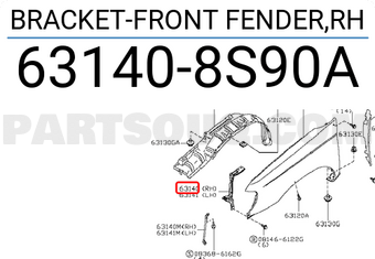 Nissan 631408S90A BRACKET-FRONT FENDER,RH