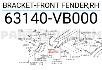 Nissan 63140VB000 BRACKET-FRONT FENDER,RH