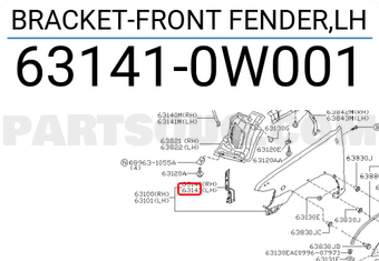 Nissan 631410W001 BRACKET-FRONT FENDER,LH