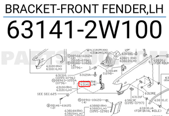 Nissan 631412W100 BRACKET-FRONT FENDER,LH