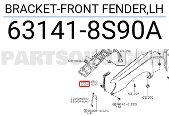 Nissan 631418S90A BRACKET-FRONT FENDER,LH
