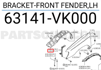 Nissan 63141VK000 BRACKET-FRONT FENDER,LH