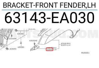 Nissan 63143EA030 BRACKET-FRONT FENDER,LH