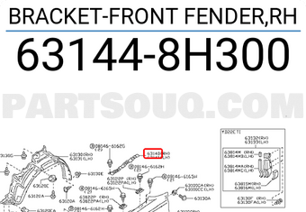 Nissan 631448H300 BRACKET-FRONT FENDER,RH
