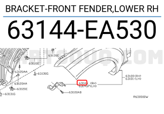 Nissan 63144EA530 BRACKET-FRONT FENDER,LOWER RH