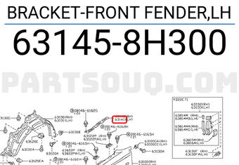 Nissan 631458H300 BRACKET-FRONT FENDER,LH