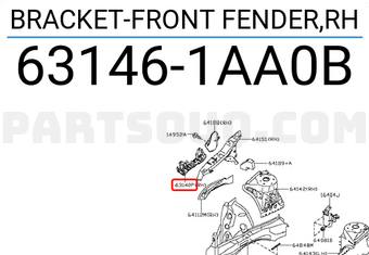 Nissan 631461AA0B BRACKET-FRONT FENDER,RH
