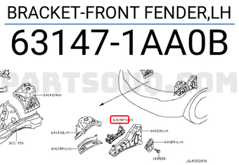 Nissan 631471AA0B BRACKET-FRONT FENDER,LH
