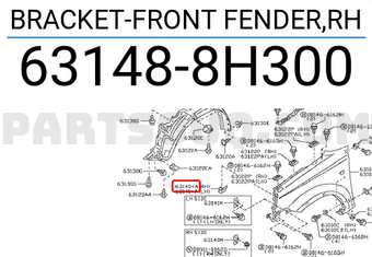 Nissan 631488H300 BRACKET-FRONT FENDER,RH