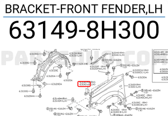 Nissan 631498H300 BRACKET-FRONT FENDER,LH