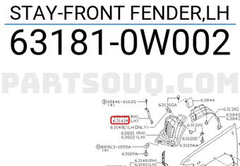 Nissan 631810W002 STAY-FRONT FENDER,LH