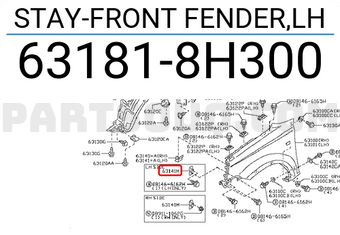 Nissan 631818H300 STAY-FRONT FENDER,LH
