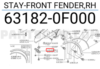 Nissan 631820F000 STAY-FRONT FENDER,RH
