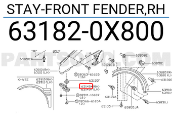 Nissan 631820X800 STAY-FRONT FENDER,RH