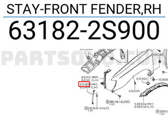 Nissan 631822S900 STAY-FRONT FENDER,RH