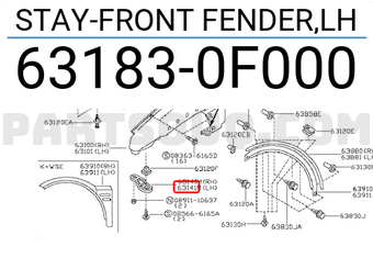 Nissan 631830F000 STAY-FRONT FENDER,LH