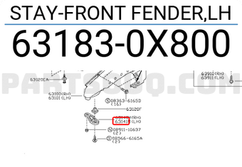 Nissan 631830X800 STAY-FRONT FENDER,LH