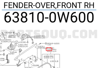 Nissan 638100W600 FENDER-OVER,FRONT RH