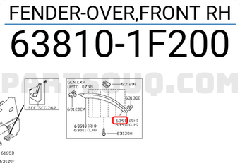 Nissan 638101F200 FENDER-OVER,FRONT RH