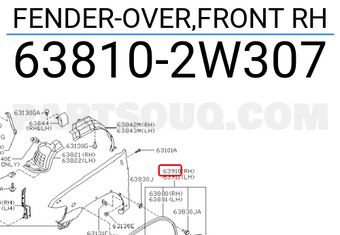 Nissan 638102W307 FENDER-OVER,FRONT RH