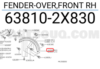 Nissan 638102X830 FENDER-OVER,FRONT RH