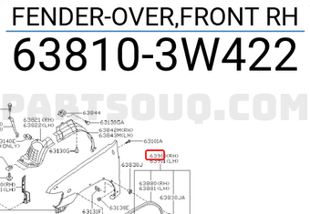 Nissan 638103W422 FENDER-OVER,FRONT RH