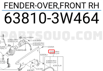 Nissan 638103W464 FENDER-OVER,FRONT RH